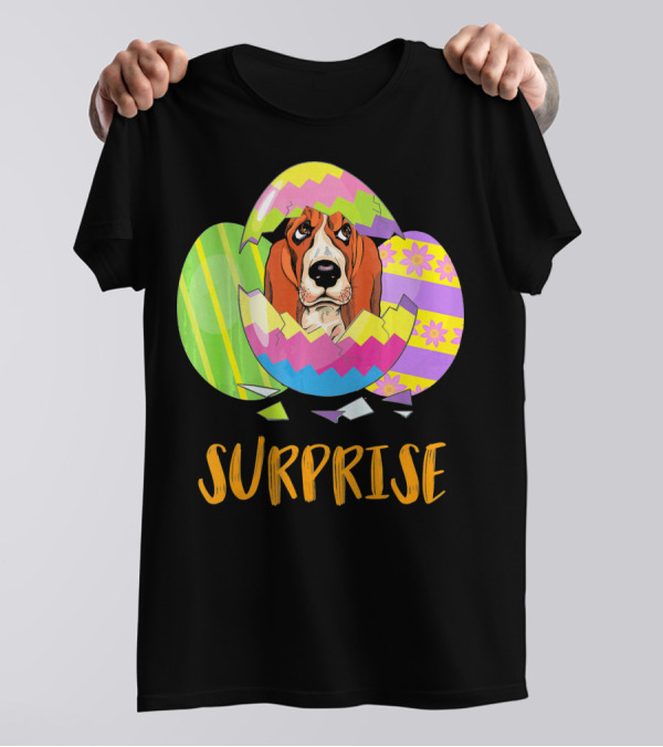 Surprise Cute Basset Hound Bunny Easter T-Shirt