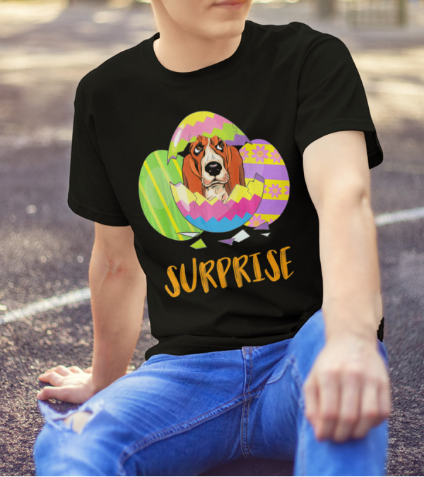 Surprise Cute Basset Hound Bunny Easter T-Shirt