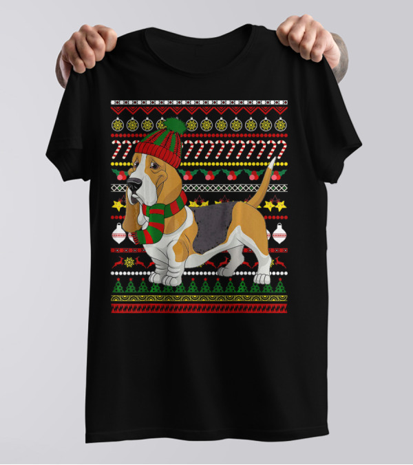 Basset Hound Santa Claus UglyDo Christmas T-Shirt