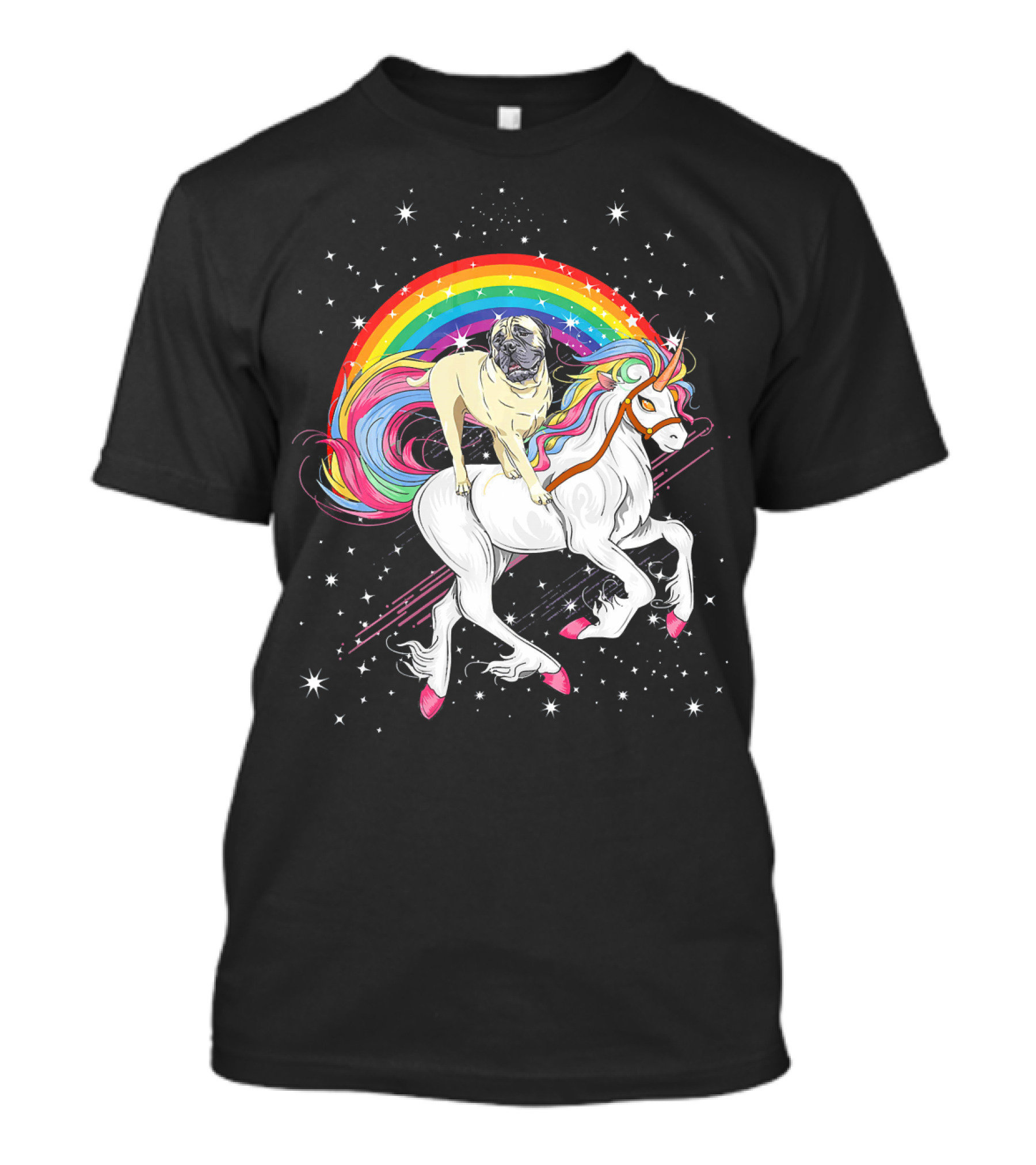 BullMastiff Unicorn Rainbow Space Galaxy Girls T-Shirt