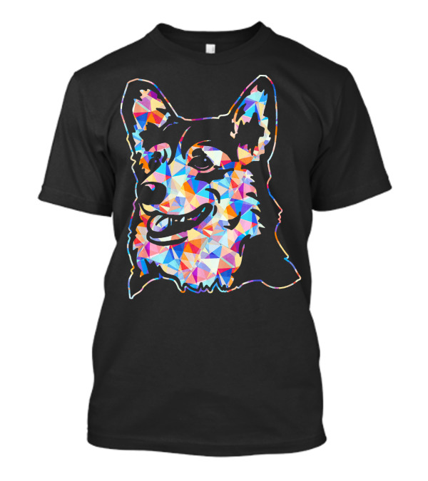Corgi Geometric Colorful Faceted Face T-Shirt