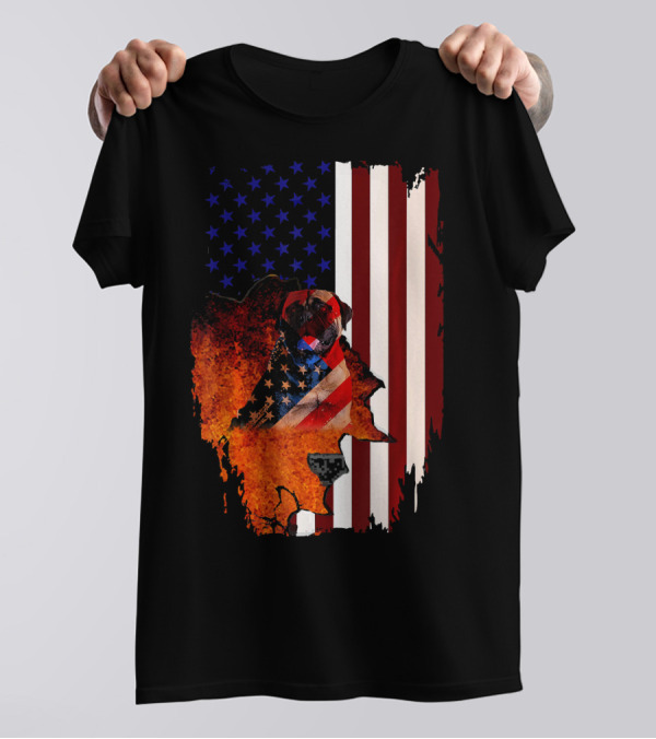 Bullmastiff USA Flag 4th Of July Veteran T-Shirt