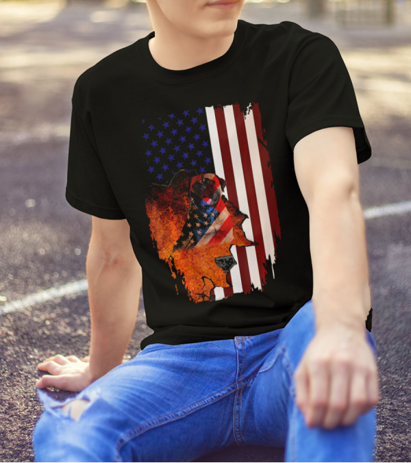Bullmastiff USA Flag 4th Of July Veteran T-Shirt