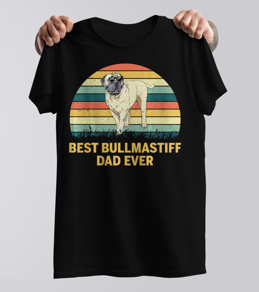 Best Bullmastiff Dad Ever Retro Sunset T-Shirt