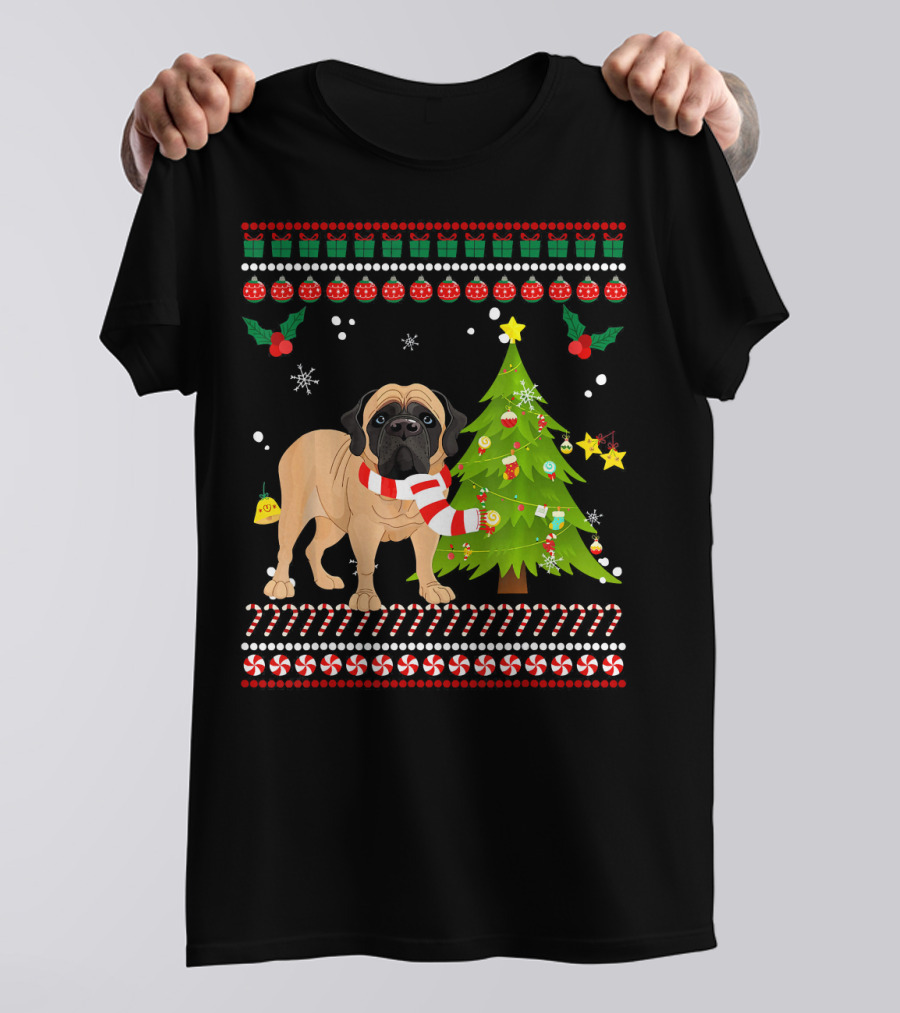 English Mastiff Christmas Pine With Peppermint Accents T-Shirt