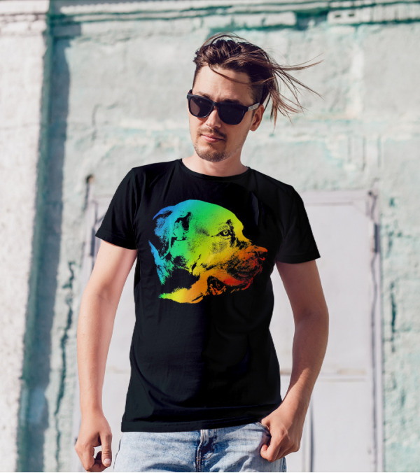BULLMASTIFF Colorful Rainbow Dog Profile T-Shirt