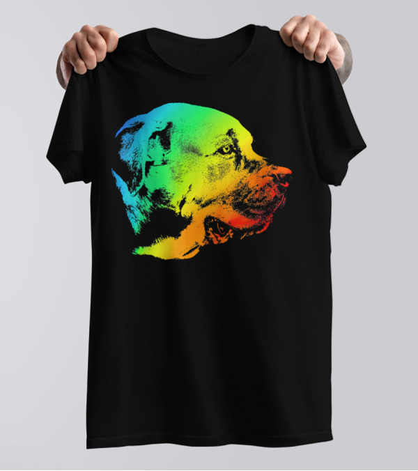 BULLMASTIFF Colorful Rainbow Dog Profile T-Shirt