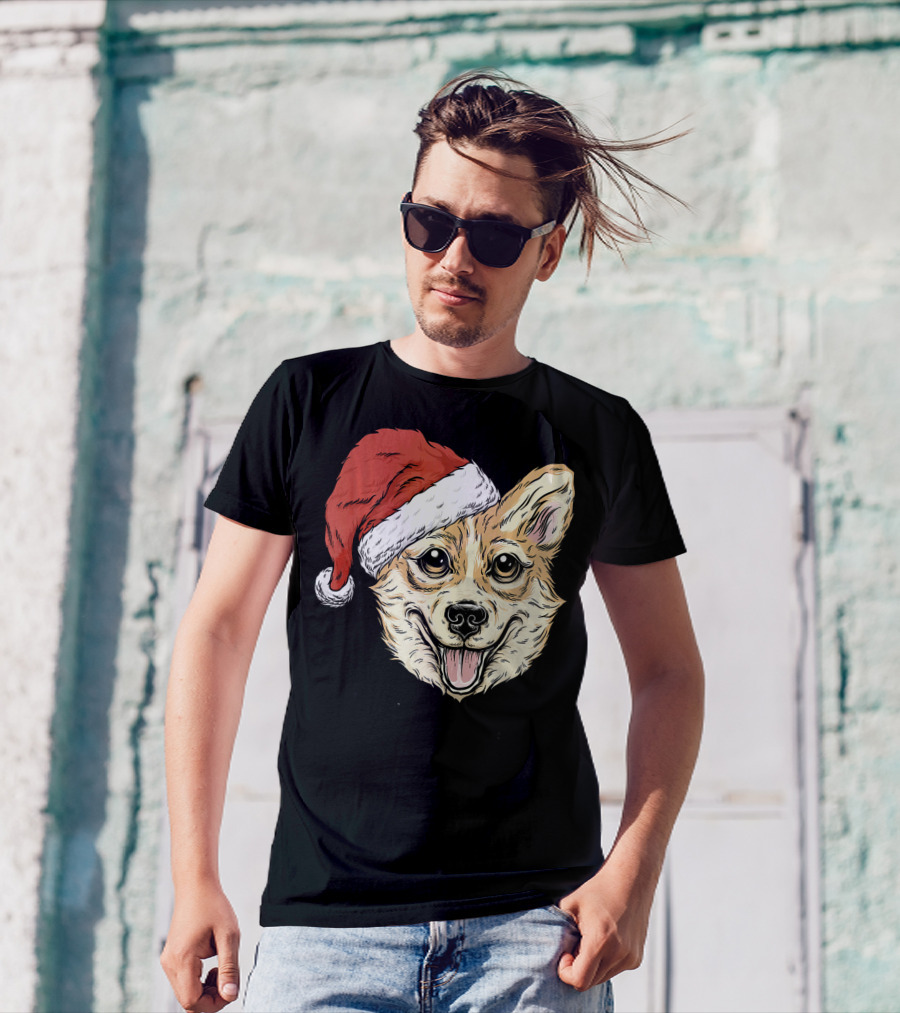 Christmas Corgi Santa Hat Funny Dog Holiday Cheer T-Shirt