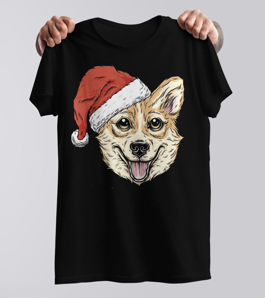 Christmas Corgi Santa Hat Funny Dog Holiday Cheer T-Shirt