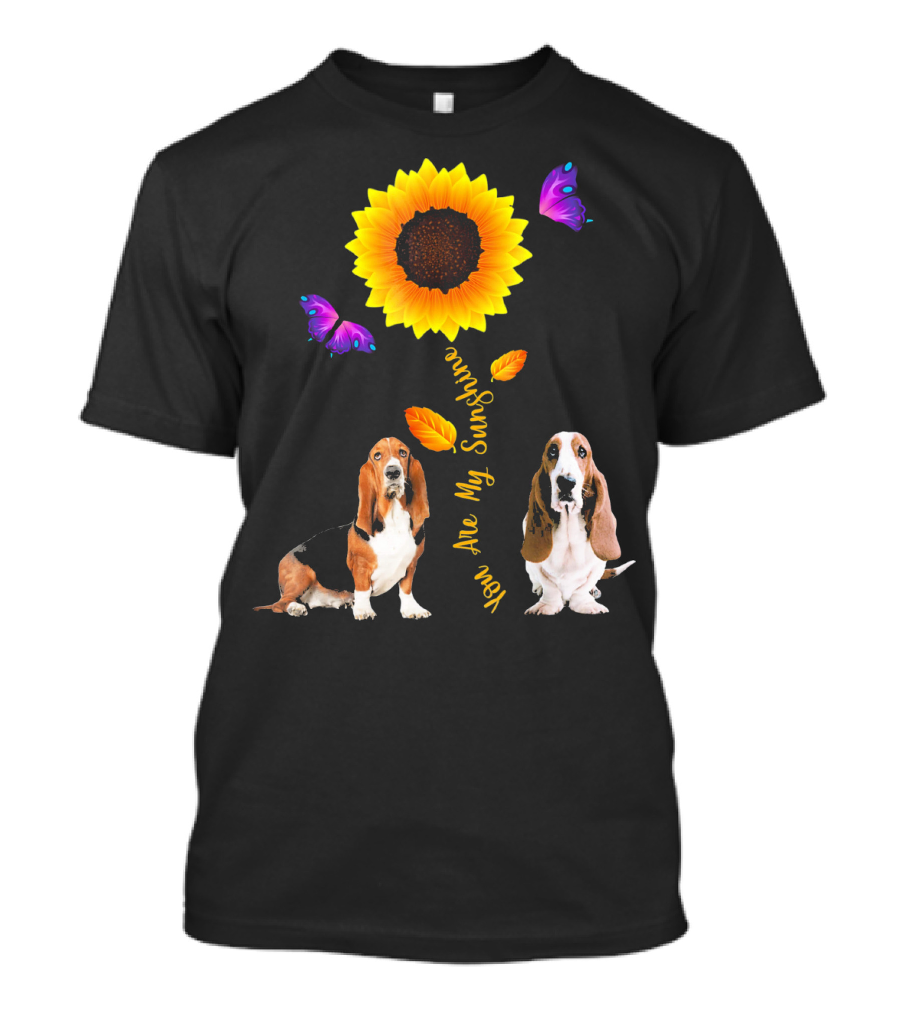 Basset Hound You Are My Sunshine Sunflower Butterfly T-Shirt