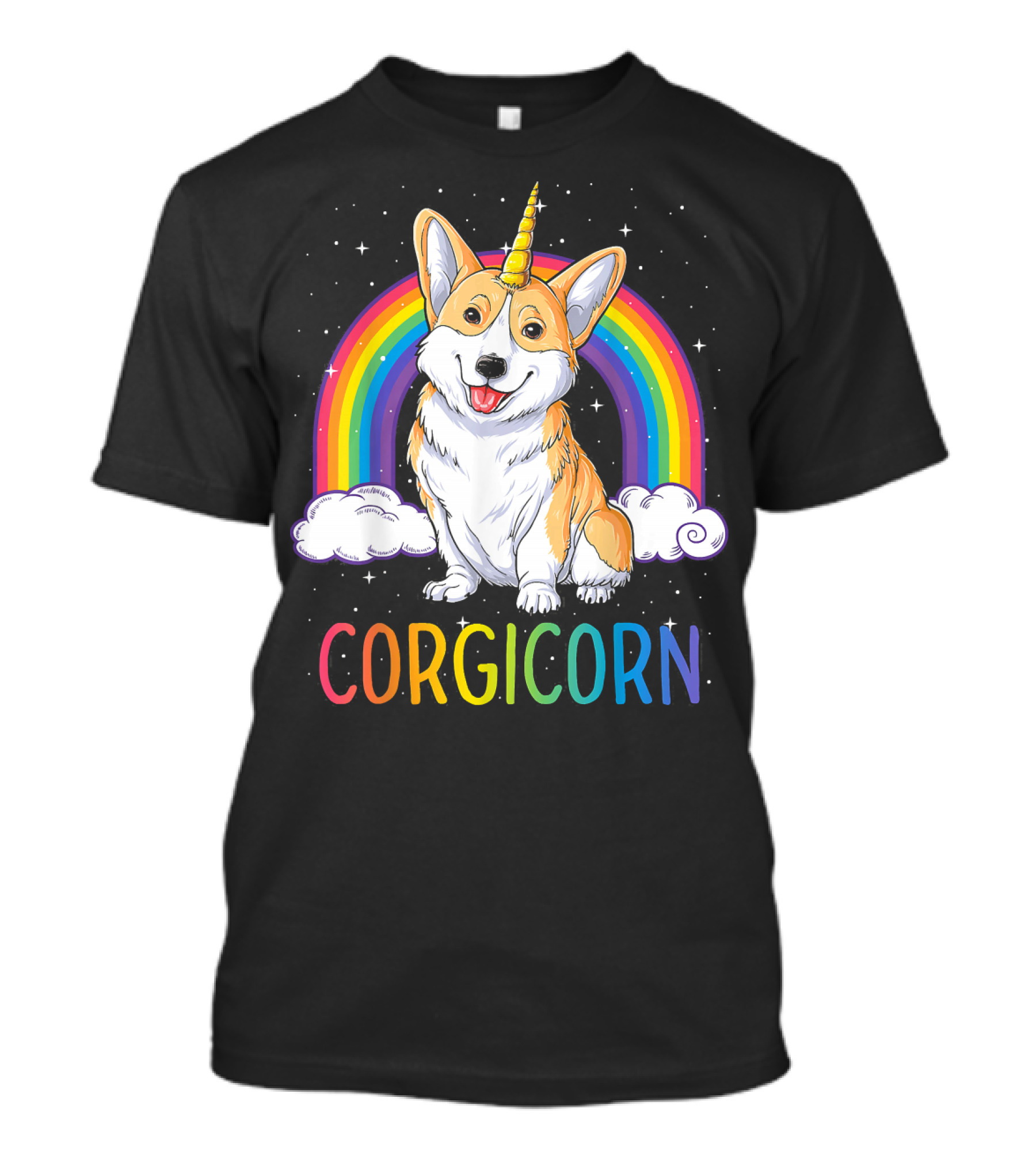 Corgicorn Corgi Unicorn Rainbow And Clouds T-Shirt