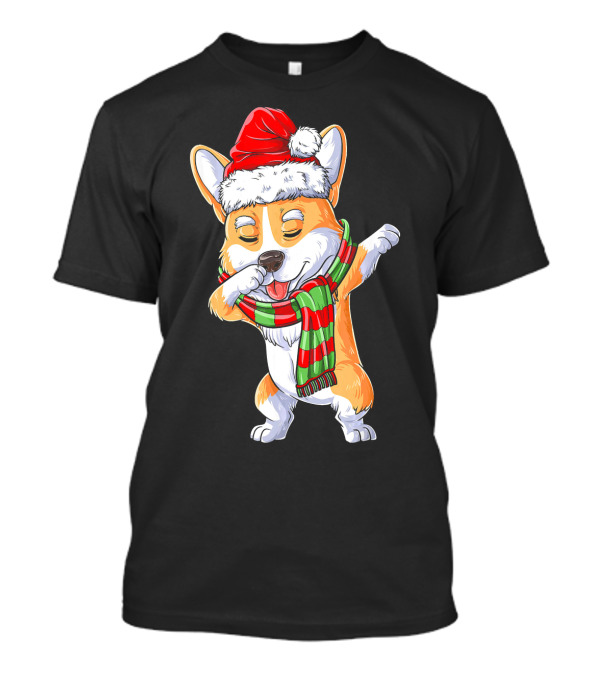 Dabbing Corgi Santa Christmas Scarf T-Shirt