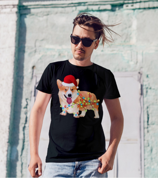 Corgi Santa Christmas Light Corgi T-Shirt