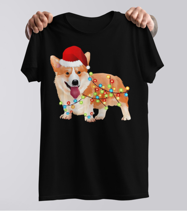 Corgi Santa Christmas Light Corgi T-Shirt