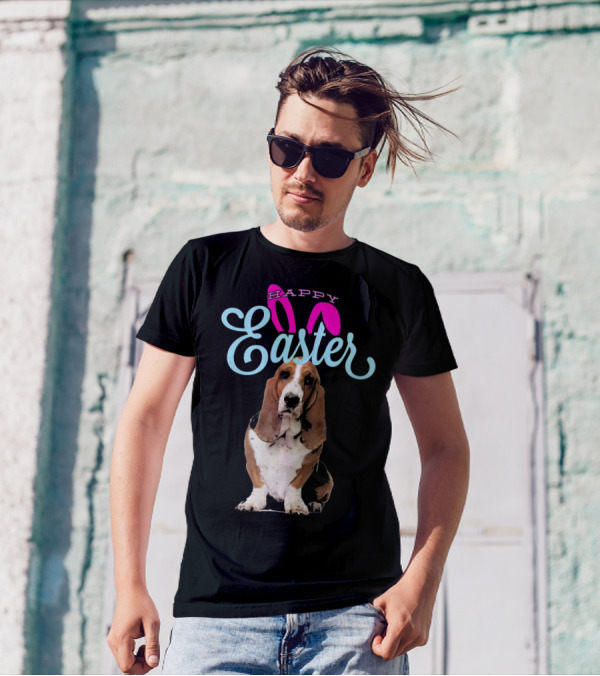 Happy Easter Bunny Basset Hound Dog T-Shirt