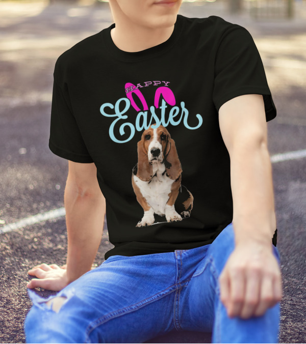 Happy Easter Bunny Basset Hound Dog T-Shirt