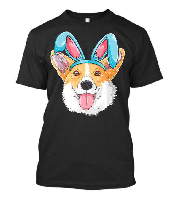 Easter Bunny Corgi With Blue Ears For Boys And Girls T-Shirt