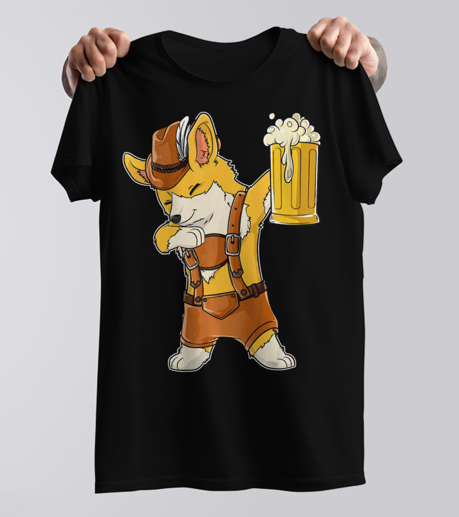 Dabbing Corgi Oktoberfest Lederhosen Beer Mug T-Shirt