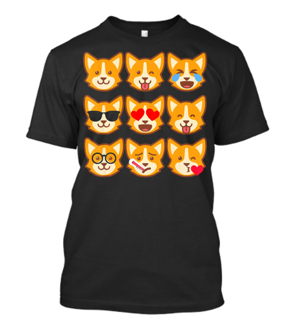 Corgi Emoji Faces Funny Welsh Emoticons Variety Collection T-Shirt