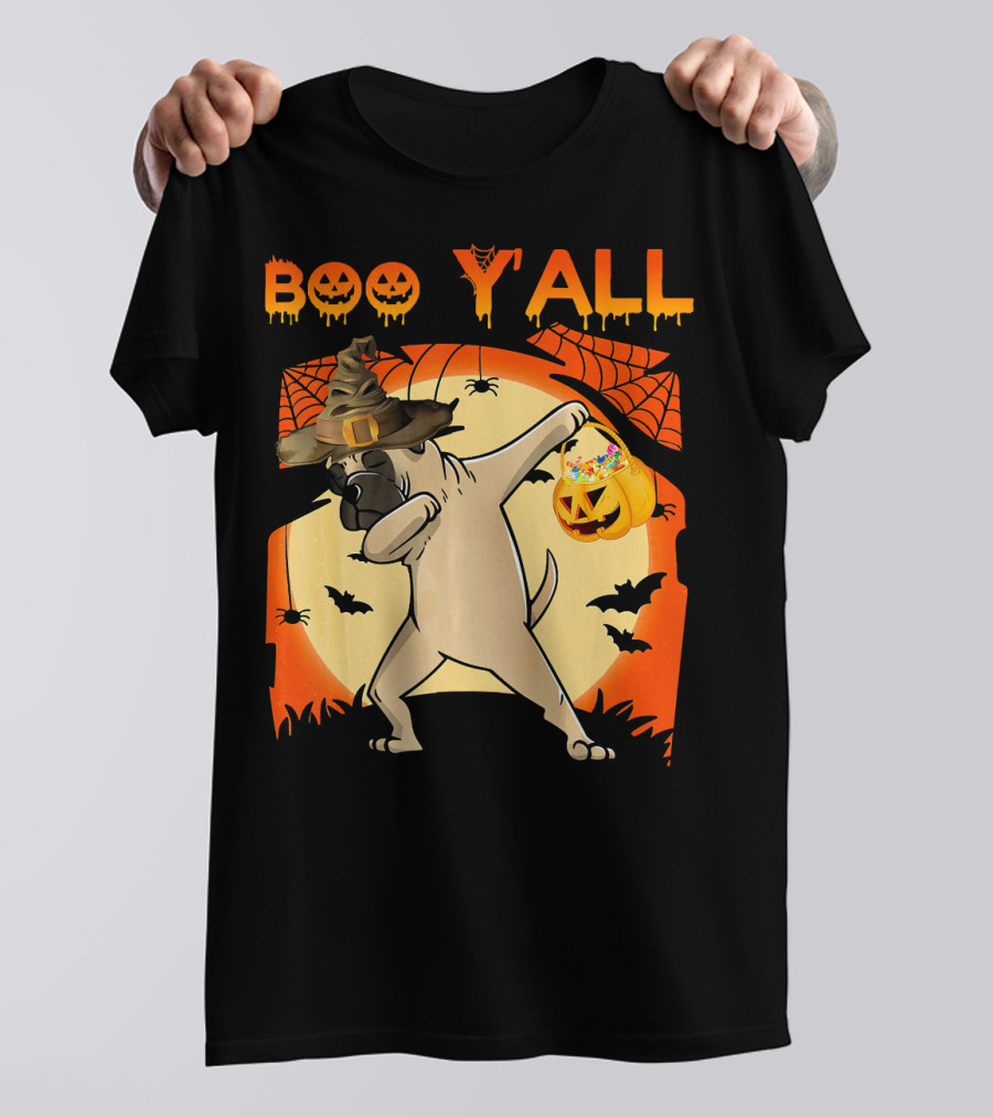 Boo Yall Bullmastiff Dabbing Halloween Ghost Pumpkins T-Shirt