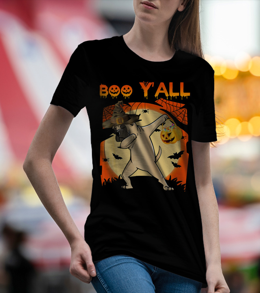 Boo Yall Bullmastiff Dabbing Halloween Ghost Pumpkins T-Shirt