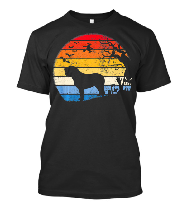 Bullmastiff Halloween Witch Moon Vintage Sunset T-Shirt