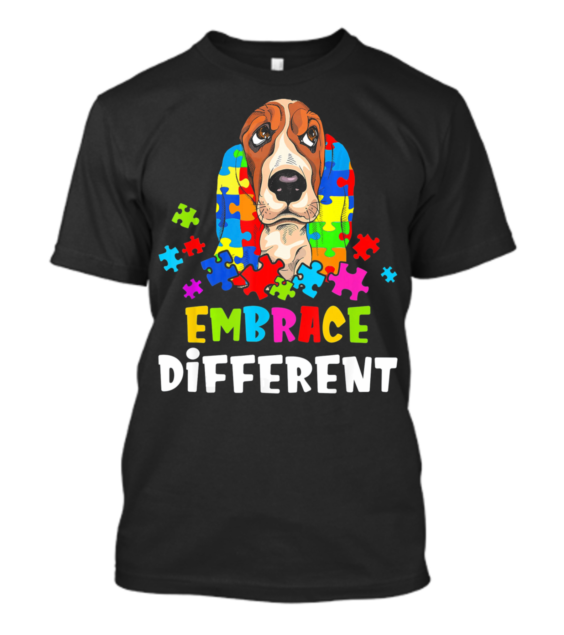 Embrace Different Basset Hound Puzzle Autism T-Shirt