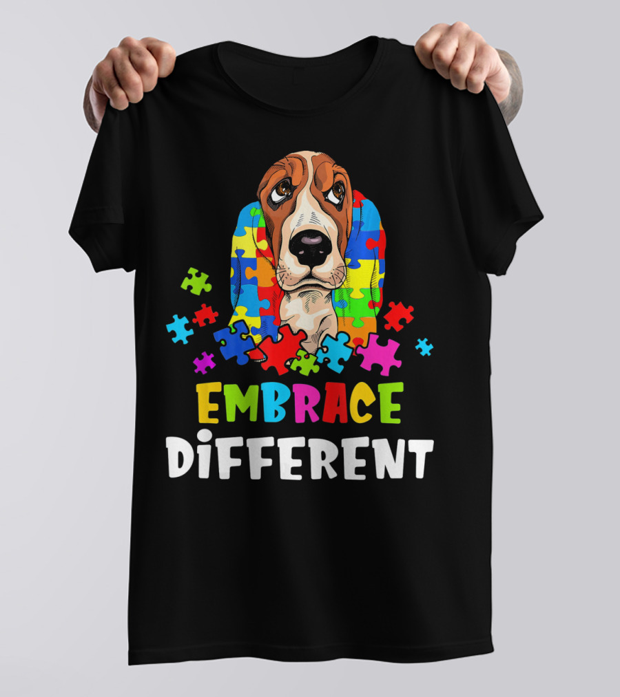 Embrace Different Basset Hound Puzzle Autism T-Shirt