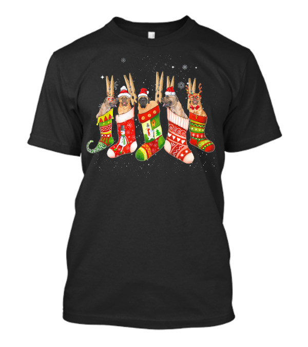Cute English Mastiff Christmas Stockings Holiday Decor T-Shirt