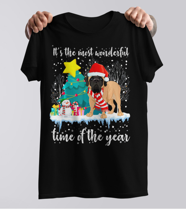 It's The Most Wonderful Time Of The Year English Mastiff Christmas T-Shirt