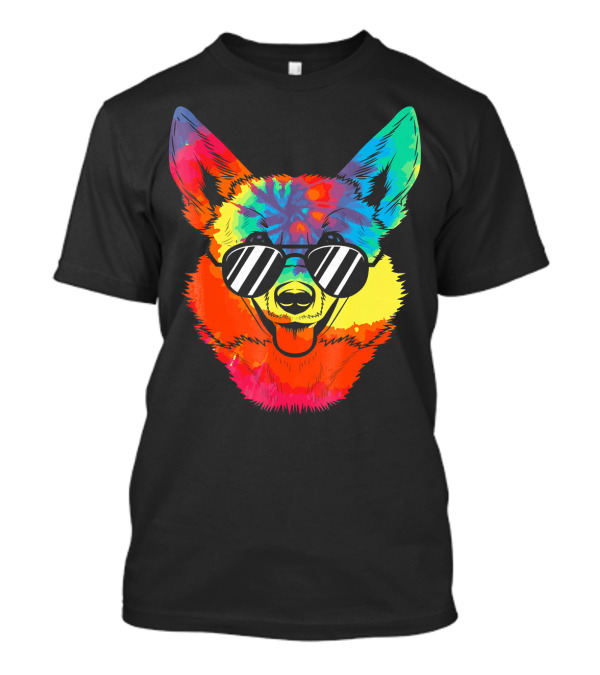 Corgi Colorful Sunglasses Rainbow Psychedelic T-Shirt