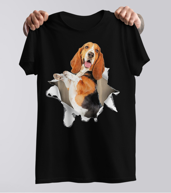 Basset Hound Torn Hole Dog Inside Tearful T-Shirt