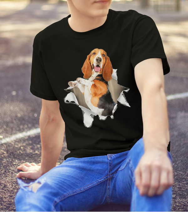 Basset Hound Torn Hole Dog Inside Tearful T-Shirt