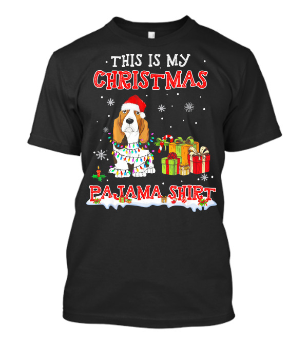 This Is My Christmas Pajama Shirt Basset Hound Snowflakes Gifts T-Shirt