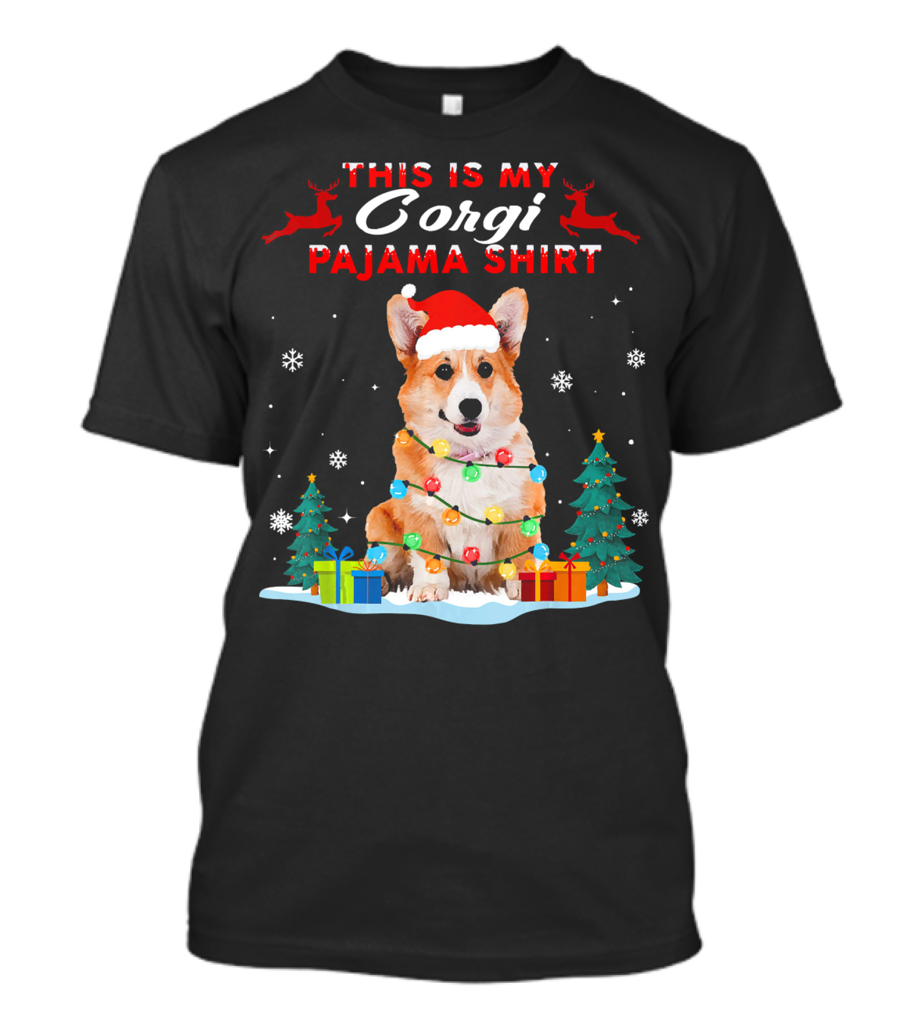 This Is My Corgi Christmas Pajama Shirt With Lights And Santa Hat T-Shirt
