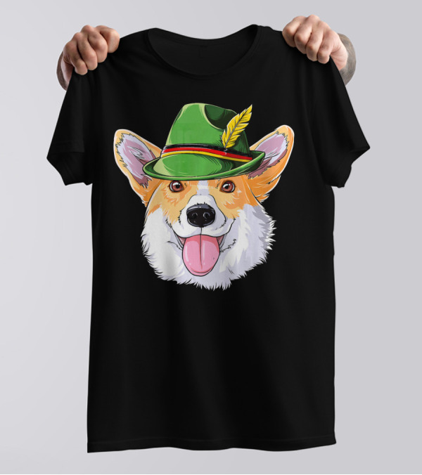 Corgi Oktoberfest Lederhosen Hat Bavarian Festival T-Shirt