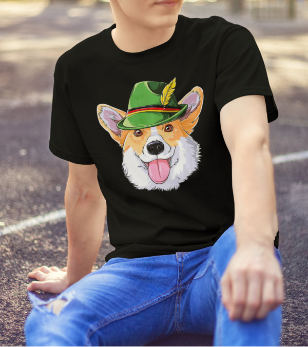 Corgi Oktoberfest Lederhosen Hat Bavarian Festival T-Shirt