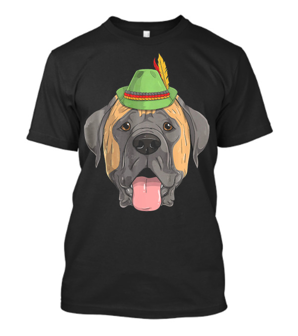 English Mastiff Dog Oktoberfest German Hat Feather T-Shirt