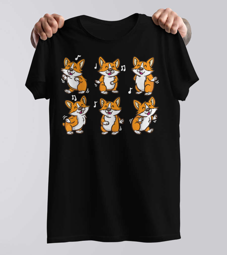 Cute Corgi Puppies Floss Dancing Dog Love T-Shirt
