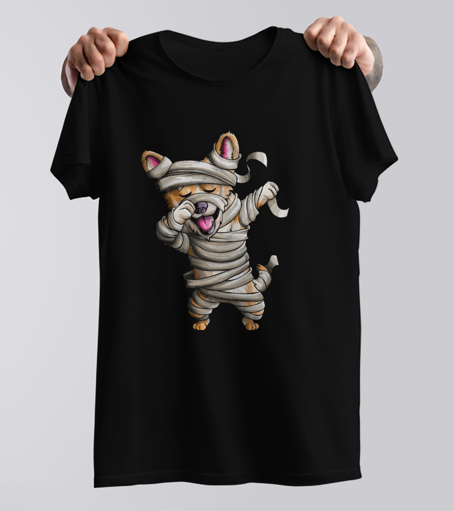 Dabbing Mummy Corgi Cute Halloween Corgi In Costume T-Shirt