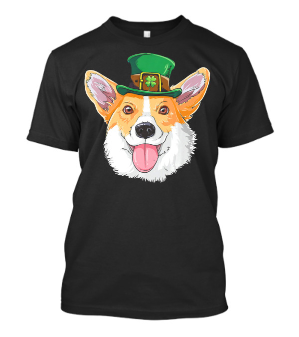 Corgi Leprechaun Green Hat Shamrock T-Shirt