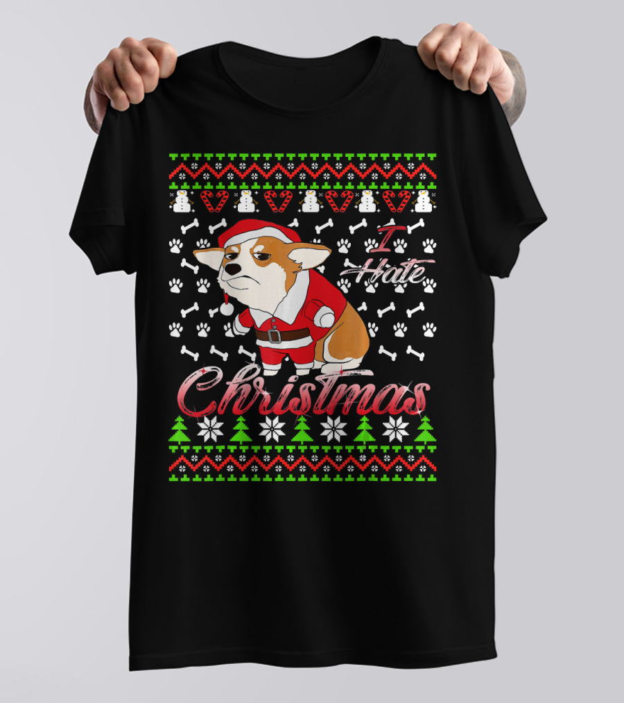 Corgi I Hate Christmas Santa Ugly T-Shirt