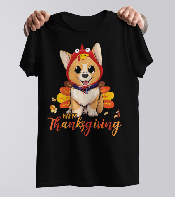 Happy Thanksgiving Corgi Turkey Costume T-Shirt