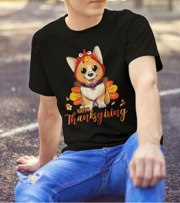 Happy Thanksgiving Corgi Turkey Costume T-Shirt