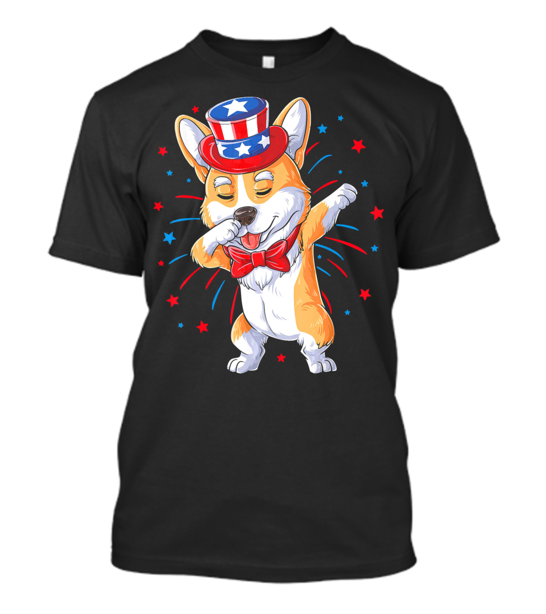 Dabbing Corgi Uncle Sam Hat Fireworks 4th Of July Men T-Shirt