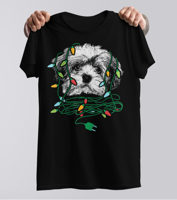Christmas Havanese Tangled In Colorful Lights T-Shirt