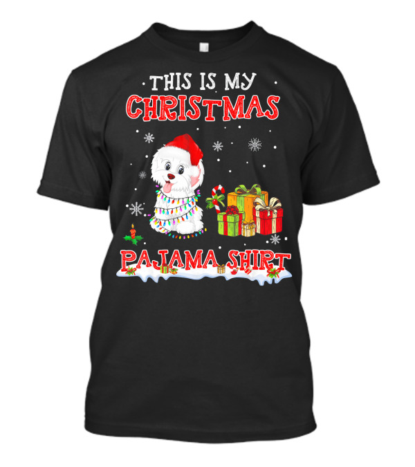 This Is My Christmas Pajama Shirt Cute Havanese On Snow T-Shirt