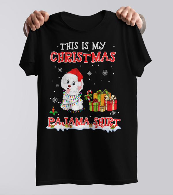 This Is My Christmas Pajama Shirt Cute Havanese On Snow T-Shirt