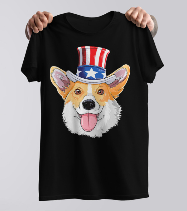 Corgi Uncle Sam Patriot Hat 4th Of July T-Shirt