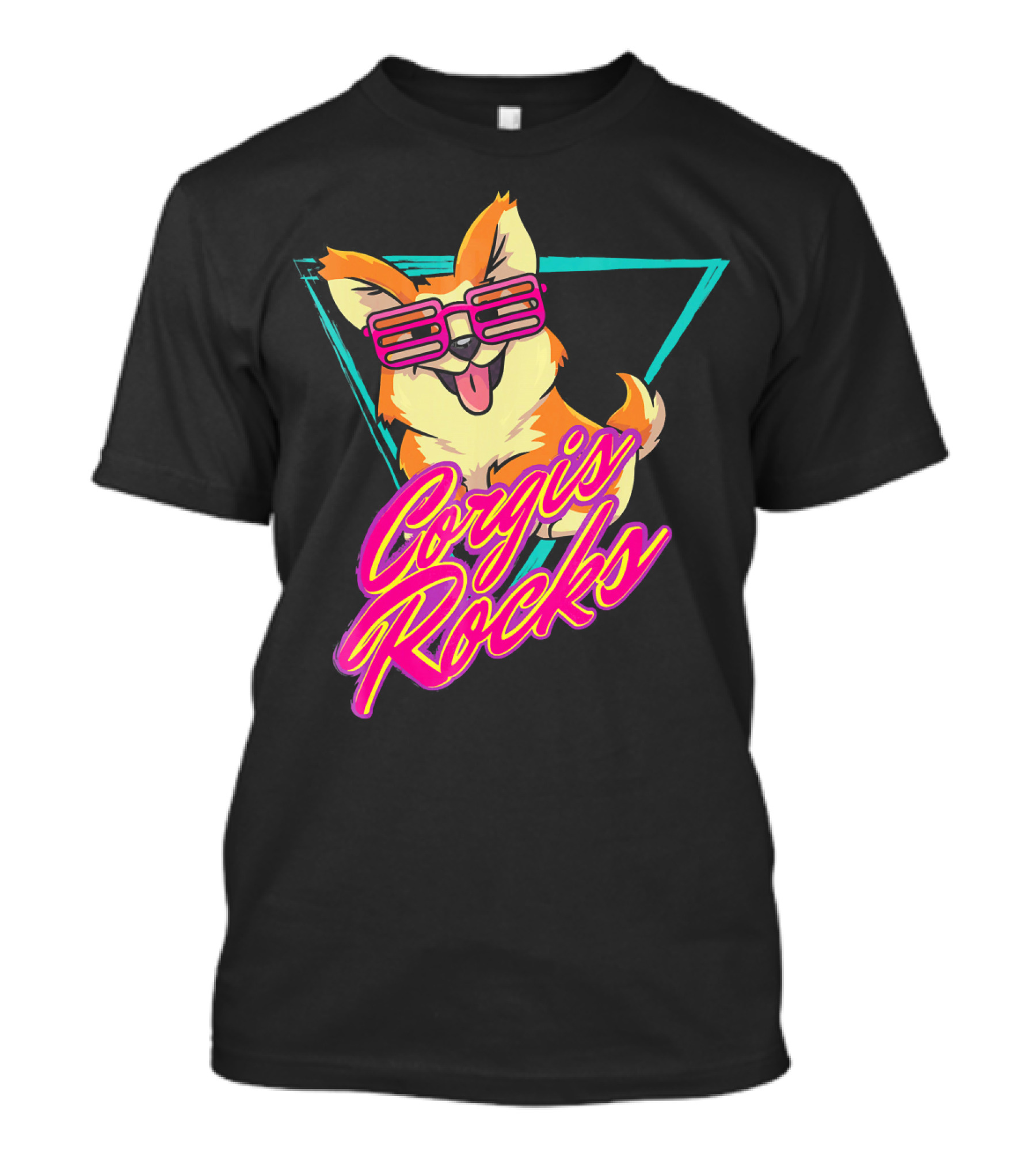 Corgis Rocks Retro 80s Disco Sunglasses T-Shirt